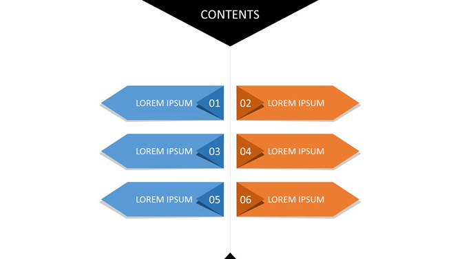 两列立体箭头PPT目录模板